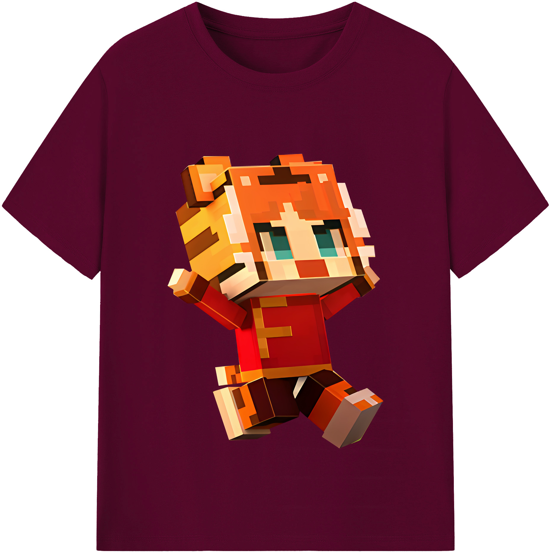（画像用） マインクラフト ブロックの世界 Minecraft MC Block world レディースカジュアルプリントTシャツ（綿100％）